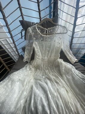 Ivory Lace Long Sleeve A-Line Dress or a wedding dress